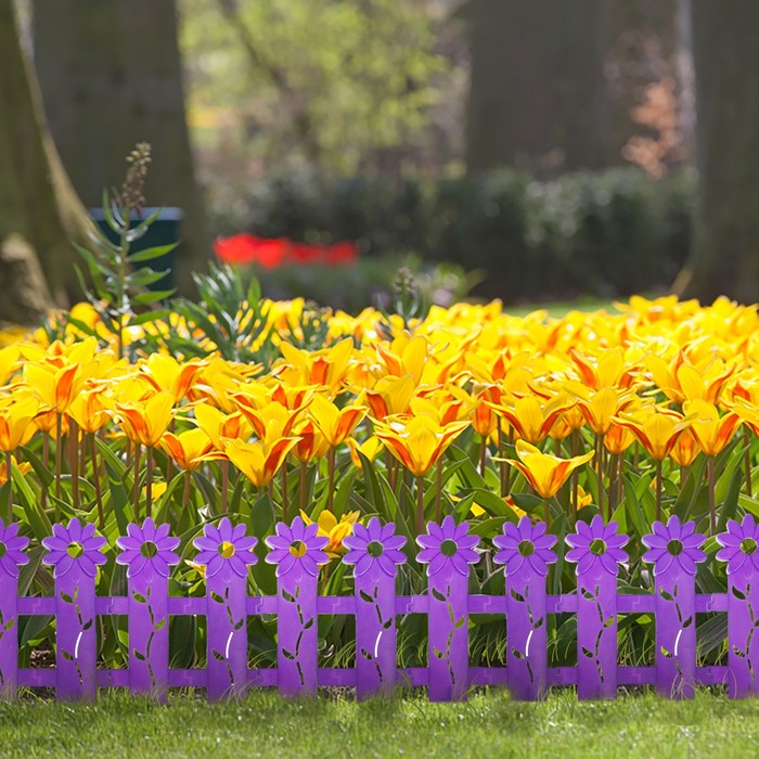 Ограждение декоративное, 41 х 130 см, 5 секций, пластик, фиолетовый, «Ромашка»