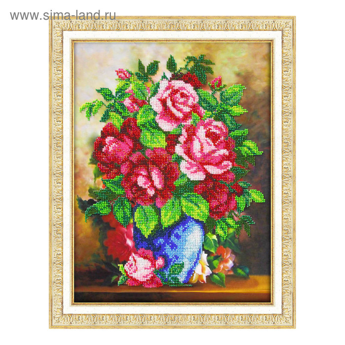 Набор для вышивки бисером «Ваза с розами» g488 ваза с розами