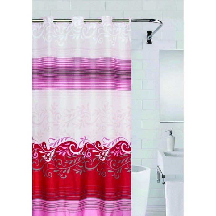 Штора для ванной Waves 180х200, цвет красный