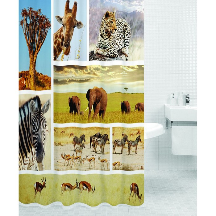 Штора для ванной AFRICA, цвет Африка HOT Print 180х200