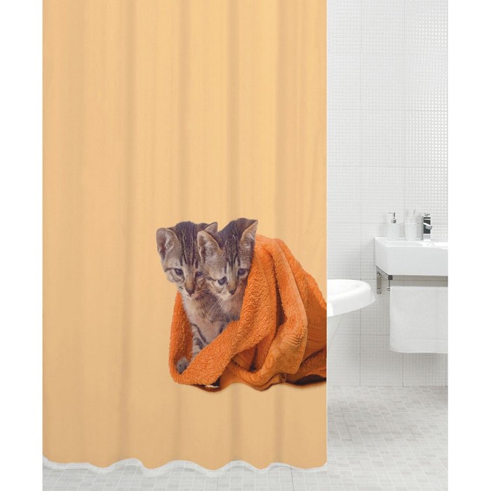 Штора для ванной CAT TWINS, цвет котята 180х200