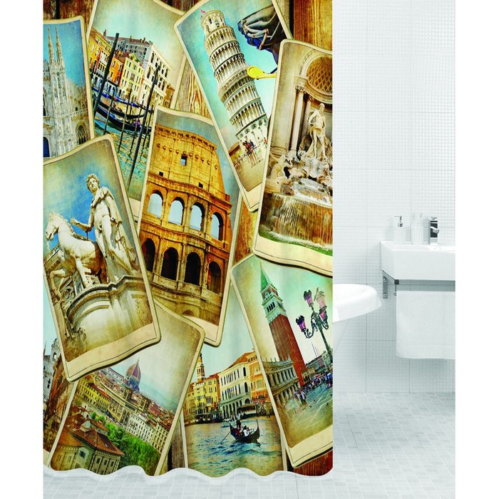 Штора для ванной ITALY, цвет Италия HOT Print 180х200