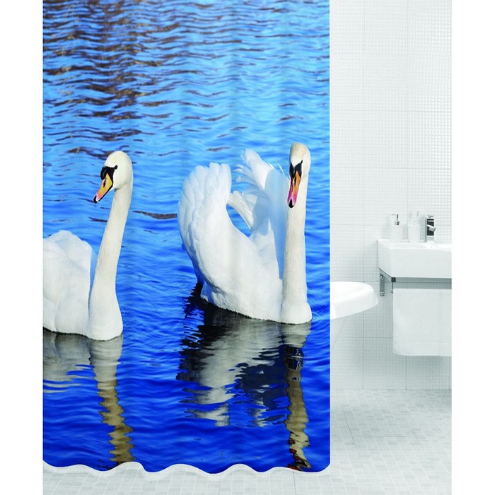 Штора для ванной SWANS, цвет Лебеди HOT Print 180х200