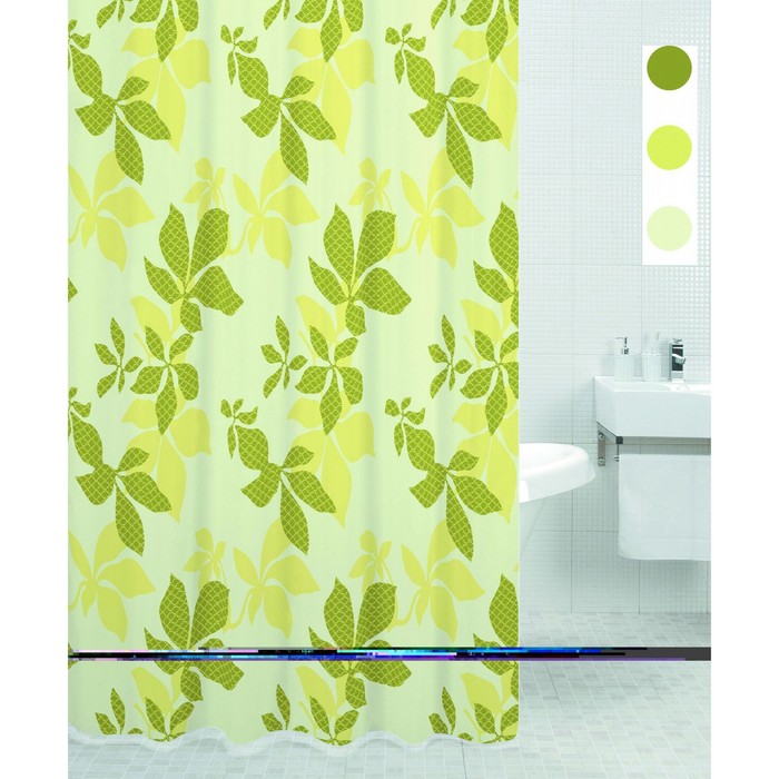 Штора для ванной CHESTNUT LEAF 180х200, цвет зеленый/желтый