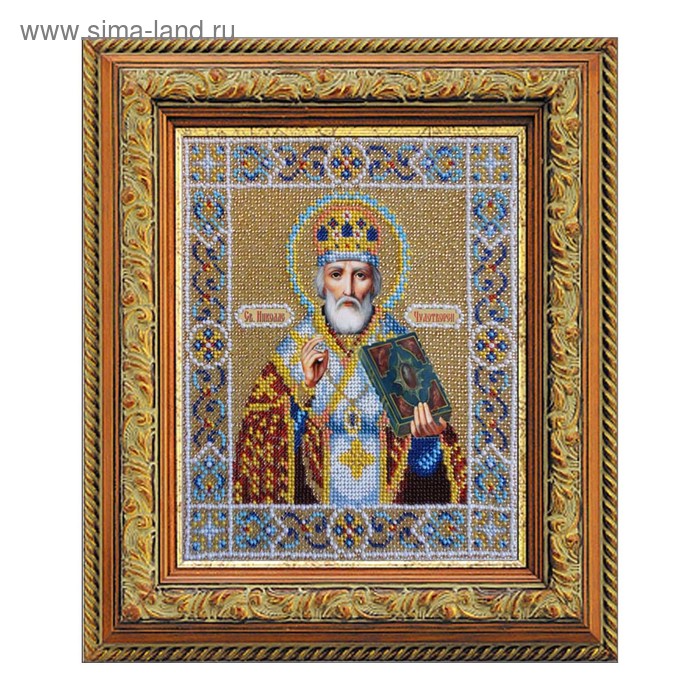 набор вышивки бисером каролинка святой николай 25 5х34 4 см Набор для вышивки бисером «Святой Николай Чудотворец»