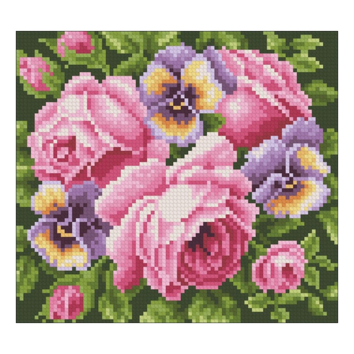 Набор алмазной вышивки "Розы и анютины глазки"