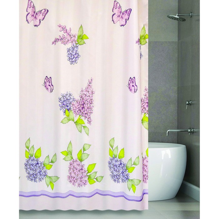 Штора для ванной COMELY GARDEN 180х180, цвет розовый-сиреневый