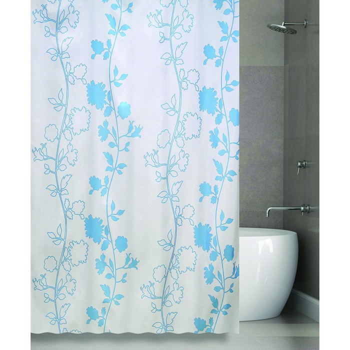 Штора для ванной Faultless 180х180, цвет голубой