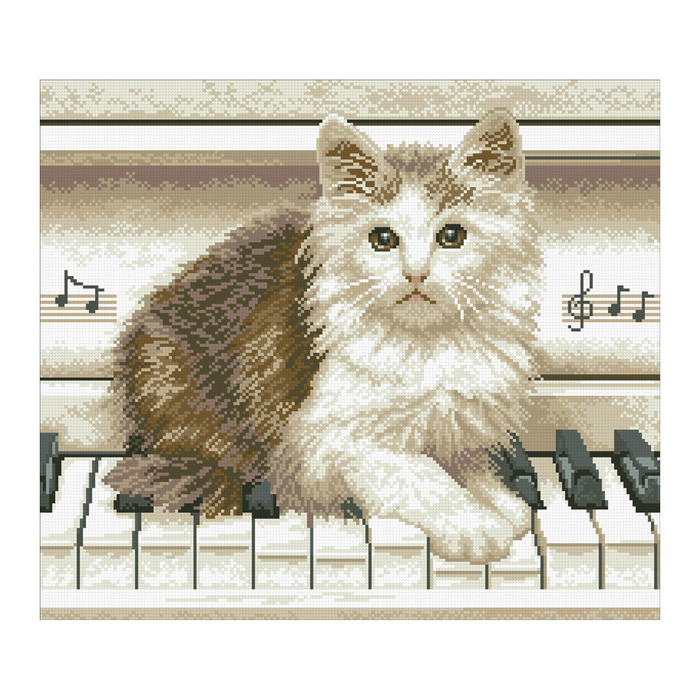 Набор алмазной вышивки "Котёнок на пианино"