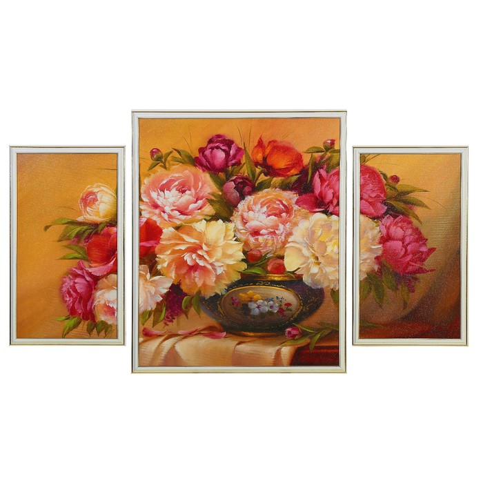 Модульная картина "Цветы в вазе" 2-25*45, 49*60,   60*100 см