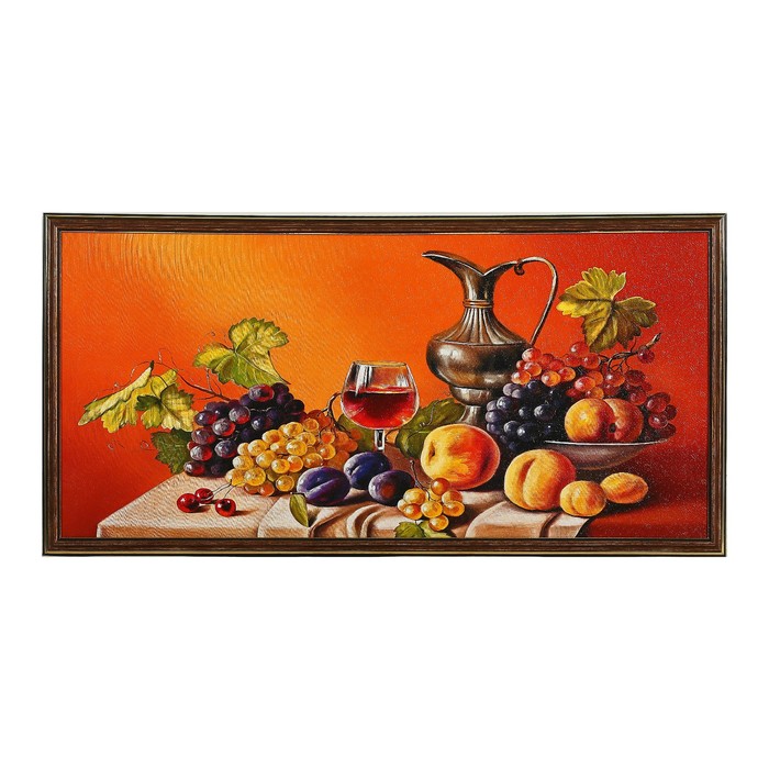 Картина "Стол с фруктами и вином" 36*72 см