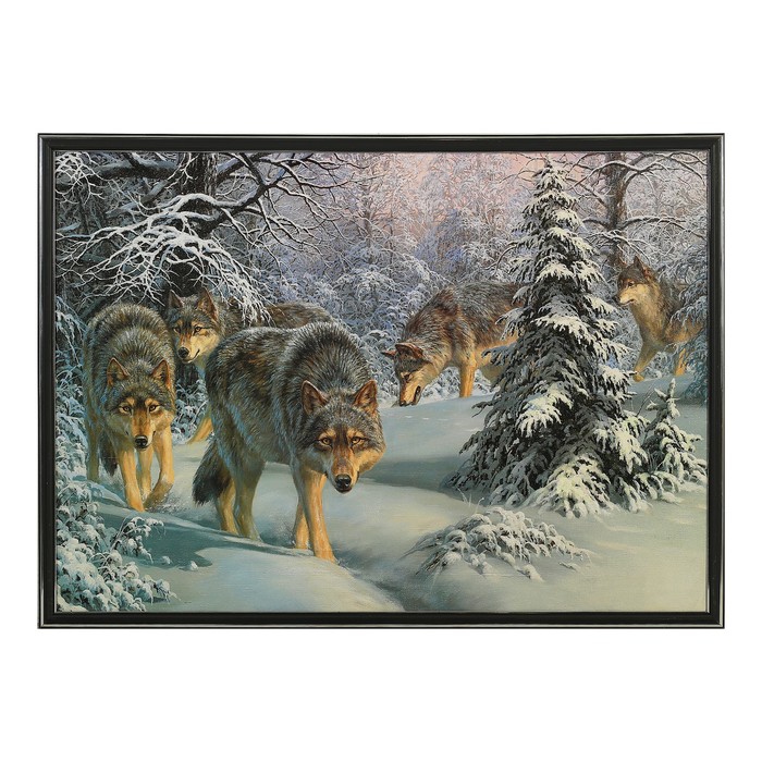 Картина "Волки в лесу" 53*73 см