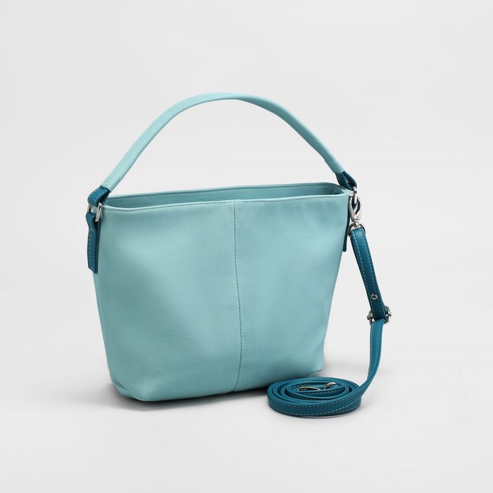 Сумка женская, отдел с перегородкой на молнии, наружный карман, цвет голубой