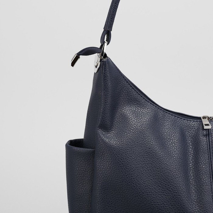 Сумка женская, отдел на молнии, 3 наружных кармана, цвет тёмно-синий