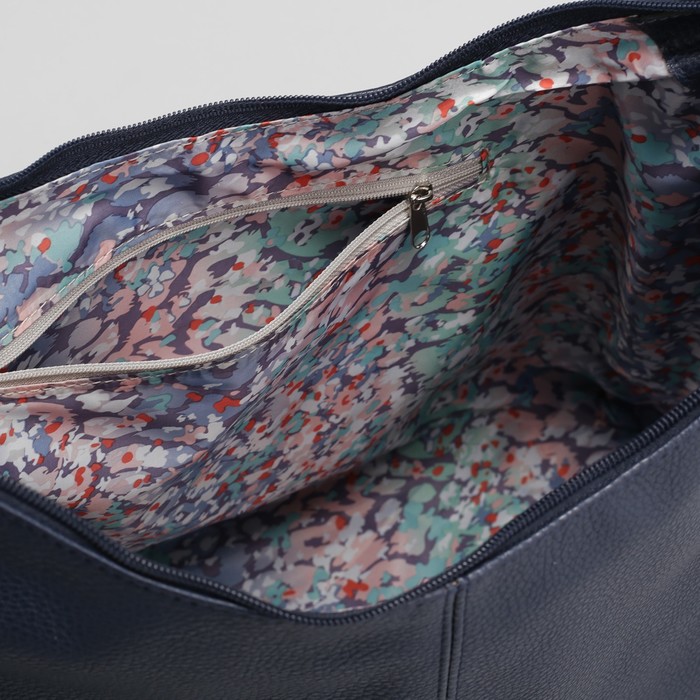 Сумка женская, отдел на молнии, 3 наружных кармана, цвет тёмно-синий