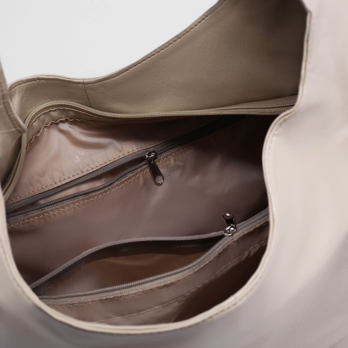 Сумка женская, отдел с перегородкой на молнии, наружный карман, цвет бежевый