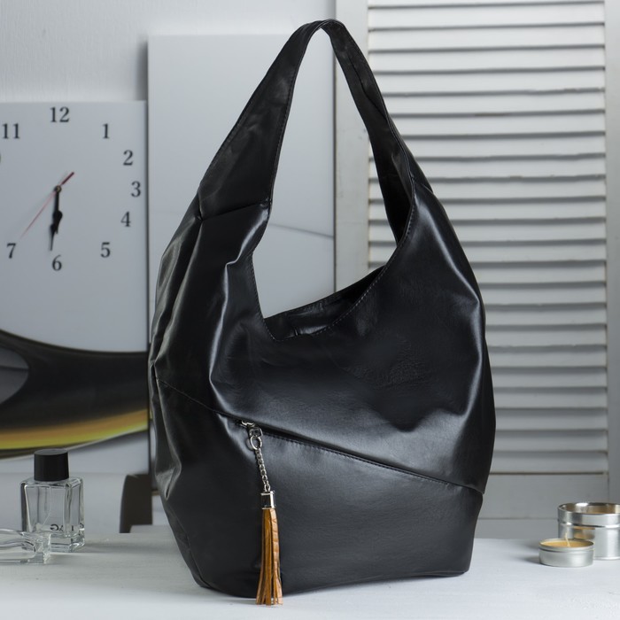 Сумка женская, отдел с перегородкой на молнии, наружный карман, цвет чёрный