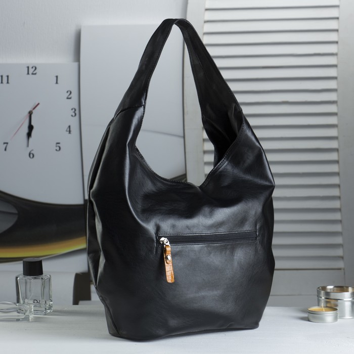 Сумка женская, отдел с перегородкой на молнии, наружный карман, цвет чёрный