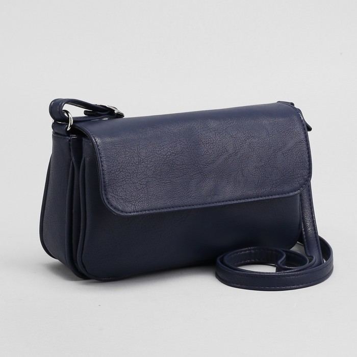 Сумка женская, 2 отдела на молниях, наружный карман, регулируемый ремень, цвет синий