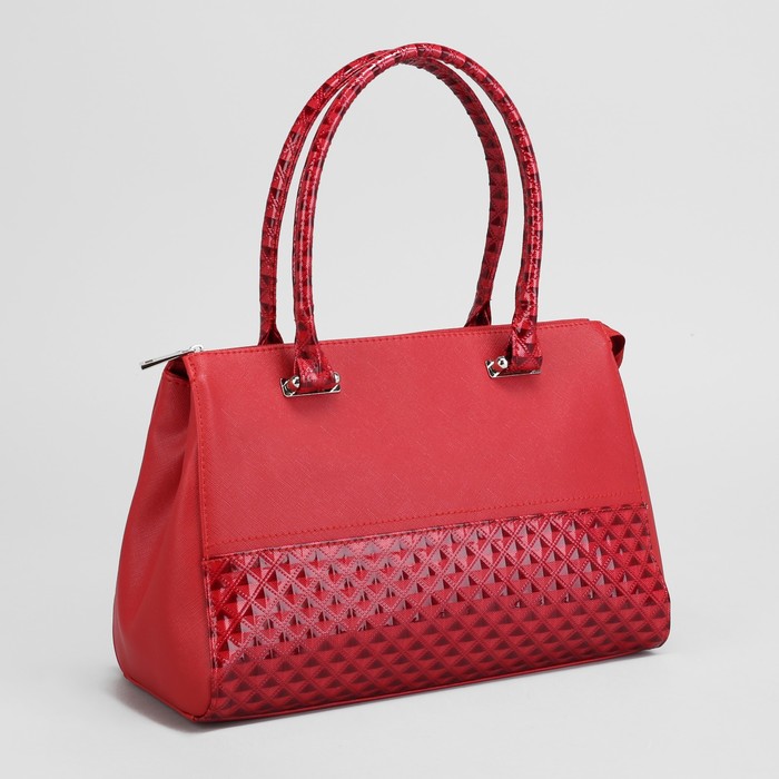 Сумка женская, отдел с перегородкой на молнии, наружный карман, цвет красный