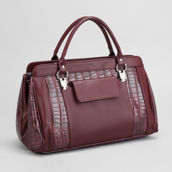 Сумка женская, 1 отдел на молнии, 2 наружных кармана, цвет бордовый