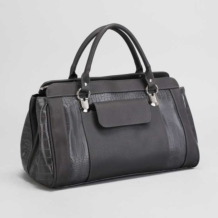 Сумка женская, 1 отдел на молнии, 2 наружных кармана, цвет светло-серый