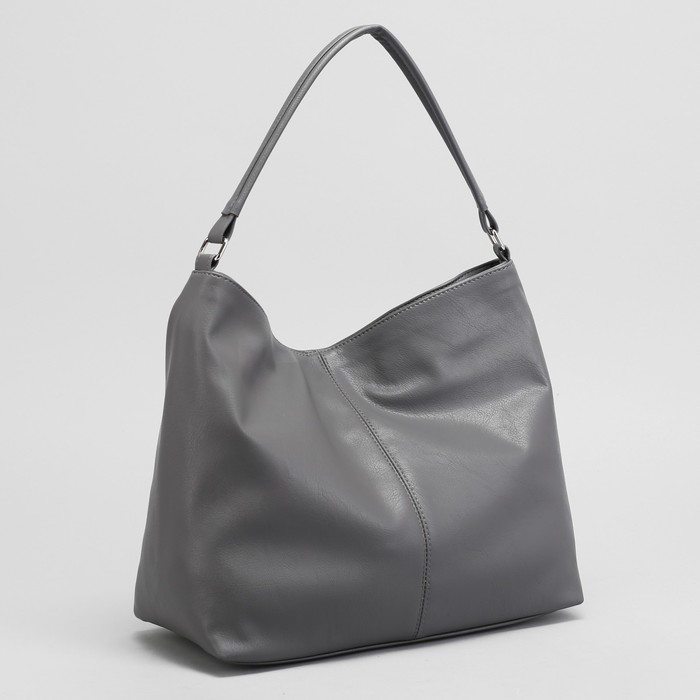 Сумка женская, отдел с перегородкой на молнии, наружный карман, цвет серый