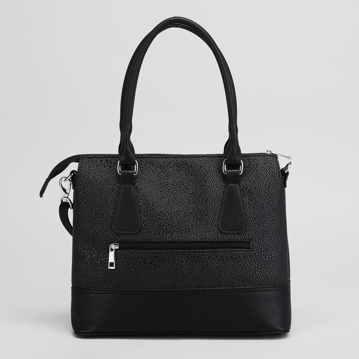 Сумка женская, отдел на молнии, наружный карман, длинный ремень, цвет чёрный