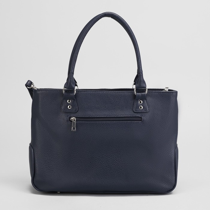 Сумка женская, отдел на молнии, 3 наружных кармана, длинный ремень, цвет синий