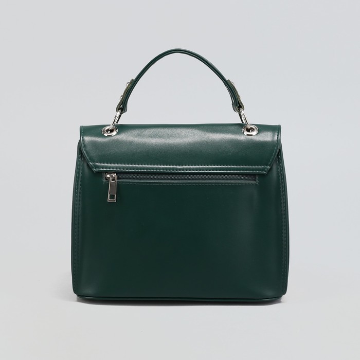 Сумка женская, 1 отдел с перегородкой на молнии, наружный карман, длинный ремень, цвет зелёный
