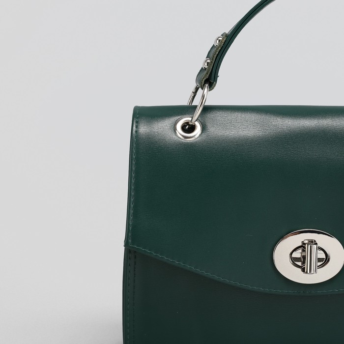 Сумка женская, 1 отдел с перегородкой на молнии, наружный карман, длинный ремень, цвет зелёный