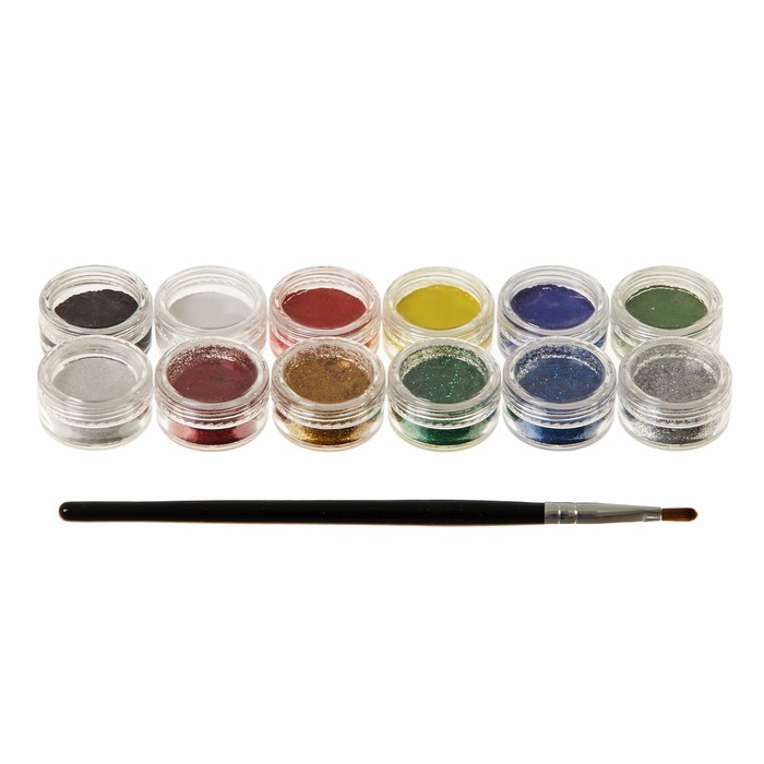 Набор красок аквагрим, 6 цветов красок, 6 цветов блесток 800-56918