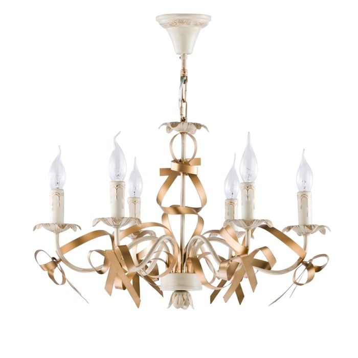 Люстра подвесная Arco 6x60W E14 кремовое золото 59x59x37см