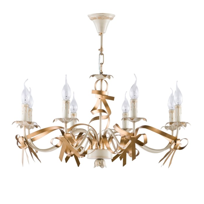 Люстра подвесная Arco 8x60W E14 кремовое золото 75x75x37см