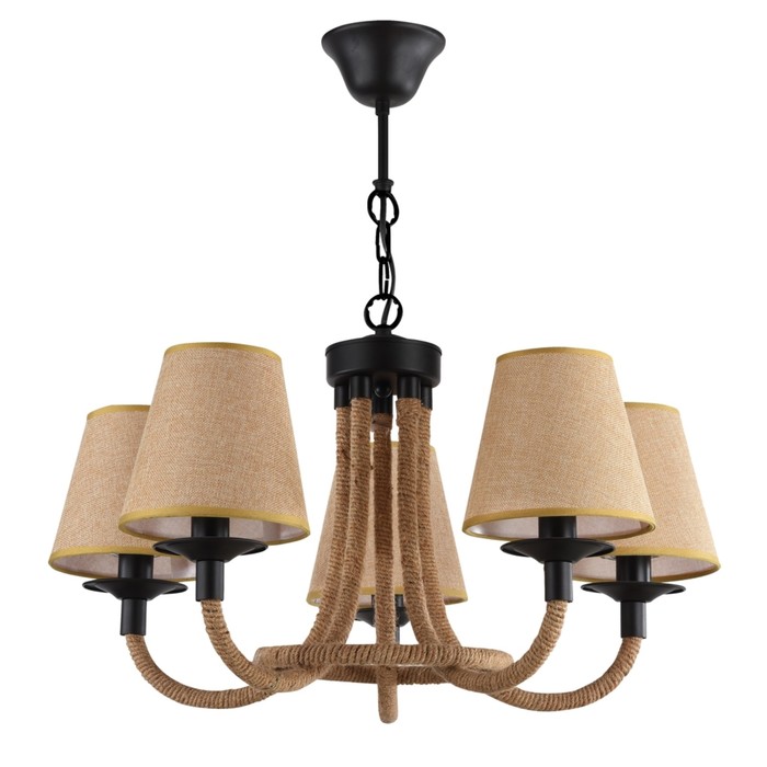 Люстра подвесная Corda 5x60W E14 черное золото 62x62x71см