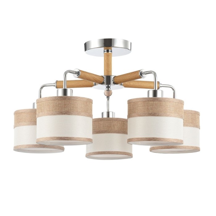 Люстра потолочная Helen 5x40W E27 никель, светло коричневый 60x60x33см