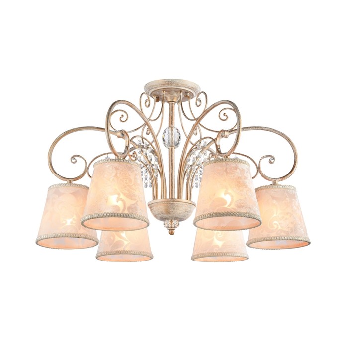 Люстра подвесная Lorette 6x40W E14 белое золото 67,4x67,4x40,9см