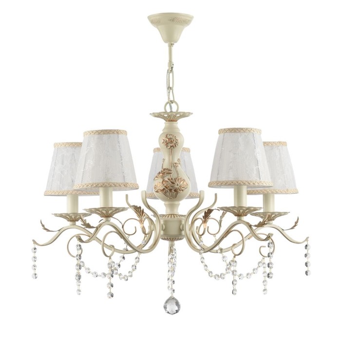 Люстра подвесная Serra 5x40W E14 кремовое золото 70,5x70,5x47,7см