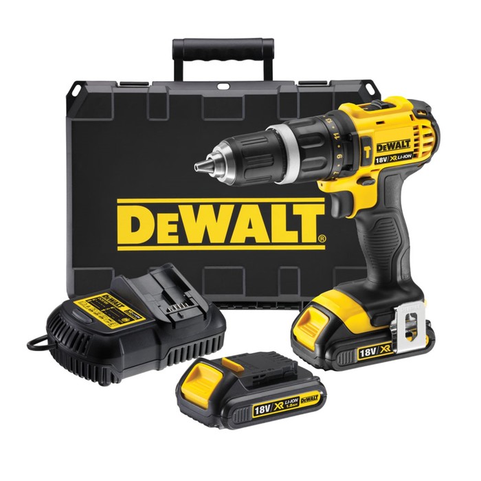 Дрель-шуруповерт аккум. DeWalt DCD 785 C2, ударная, 18 В, БЗП-13мм, 2х1.5 Ач Li-ion, кейс