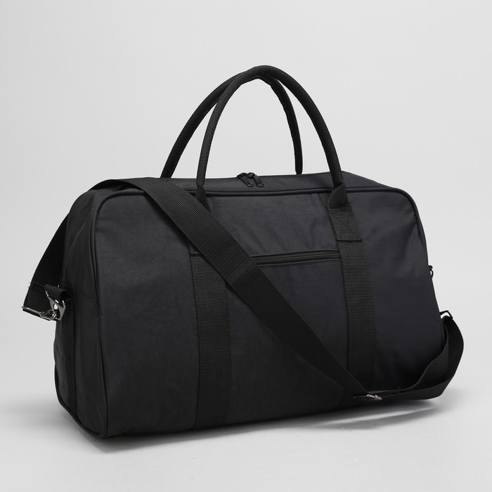 Сумка дорожная, отдел на молнии, наружный карман, регулируемый ремень, цвет чёрный