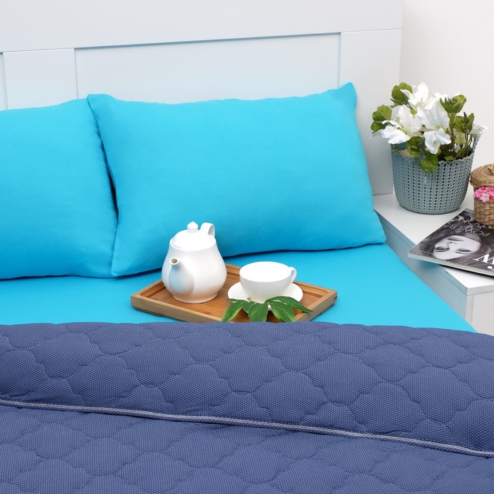 Постельное бельё Brooklin Bed 2сп индиго 180х200 рез, одеяло 170х220, 50х70 2шт, трикотаж Терри, хл100%