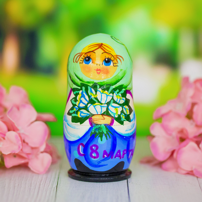 Матрешка 3 кукольная "С 8 Марта" 11 см