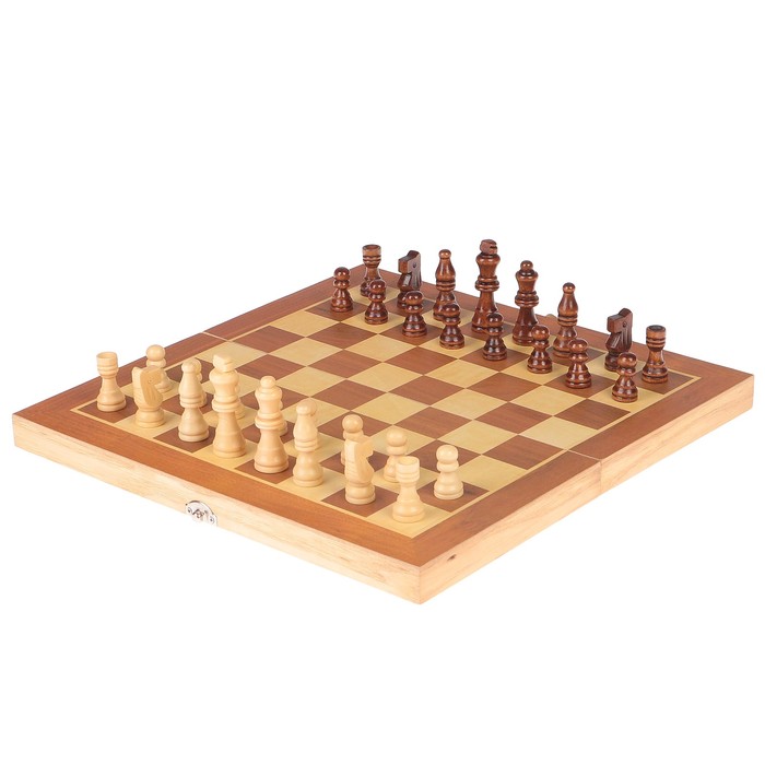 Игра настольная 3 в 1 нарды шахматы шашки, дерево светлое 34х34х4,5см набор