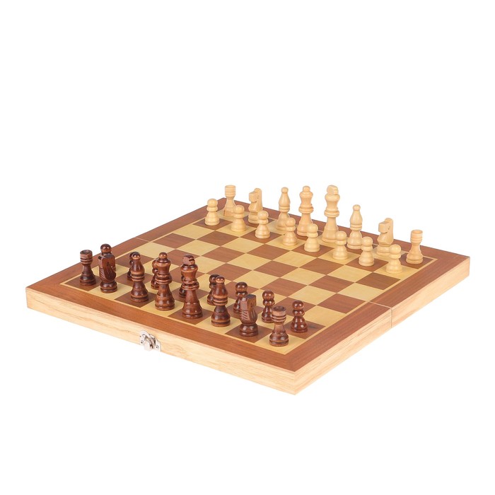 Игра настольная 3 в 1 нарды шахматы шашки, дерево светлое 34х34х4,5см набор