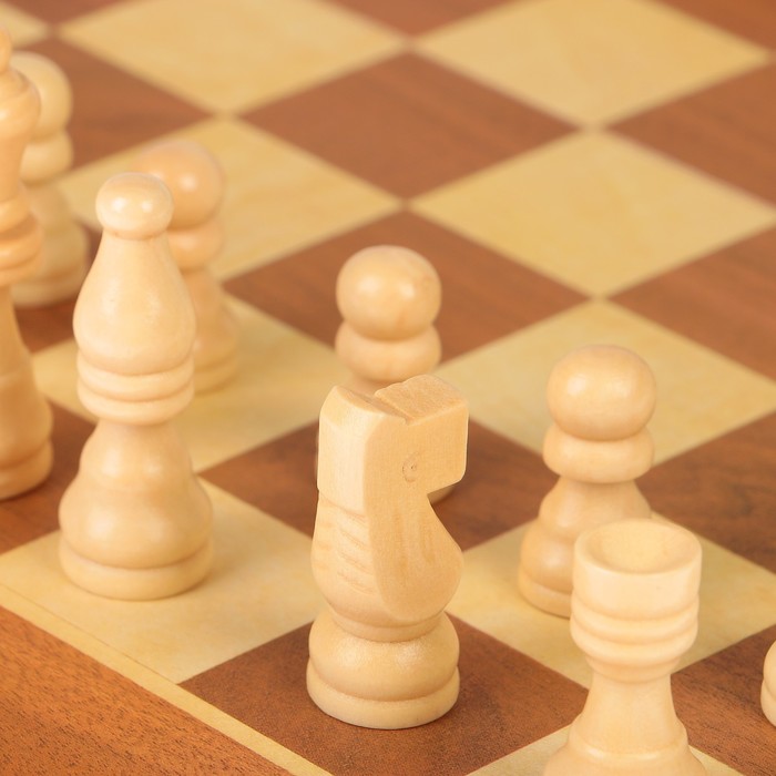 Игра настольная 3 в 1 нарды шахматы шашки, дерево светлое 34х34х4,5см набор