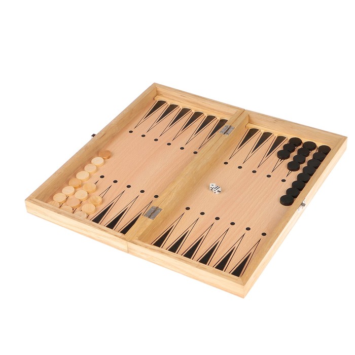 Игра настольная 3 в 1 нарды шахматы шашки, дерево светлое 34х34х4,5см набор