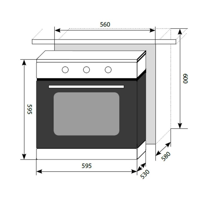 Духовой шкаф Lex EDP 070 BL, 60 л, электрический, черное стекло
