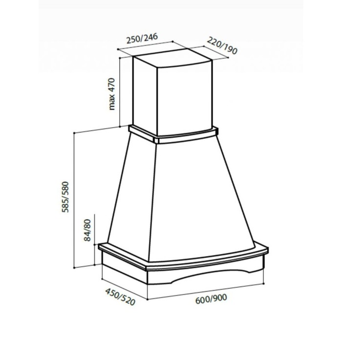 Вытяжка Lex Astoria 600 Ivory, 3 скорости, бежевый, неокрашенный багет