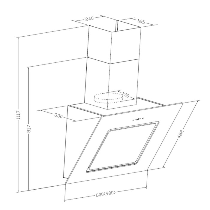 Вытяжка Lex Luna 900 White, 3 скорости, белое стекло