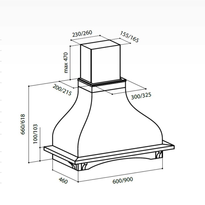 Вытяжка Lex Parma 600 Ivory, 3 скорости, бежевый, неокрашенный багет